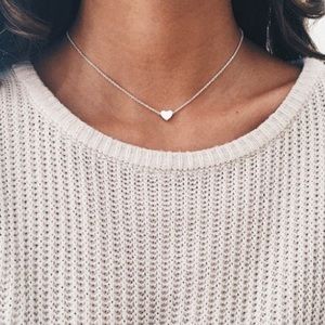 New Delicate Silver Heart Simple Necklace